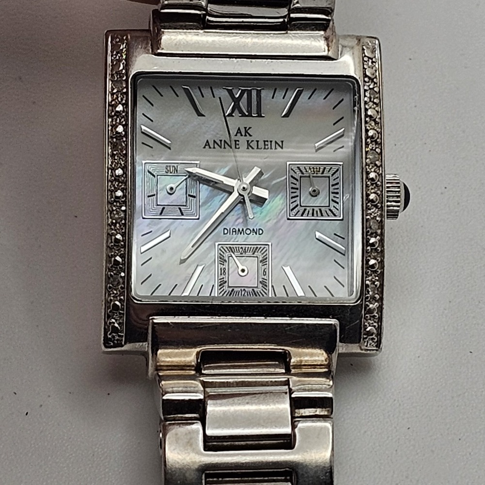Anne Klein Diamond 10/8119 Silver Tone Pearl Quartz Analog Women's Watch